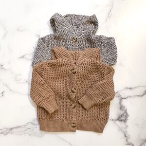 Old Navy Kids Knit Cardigan Set - Gray and Tan